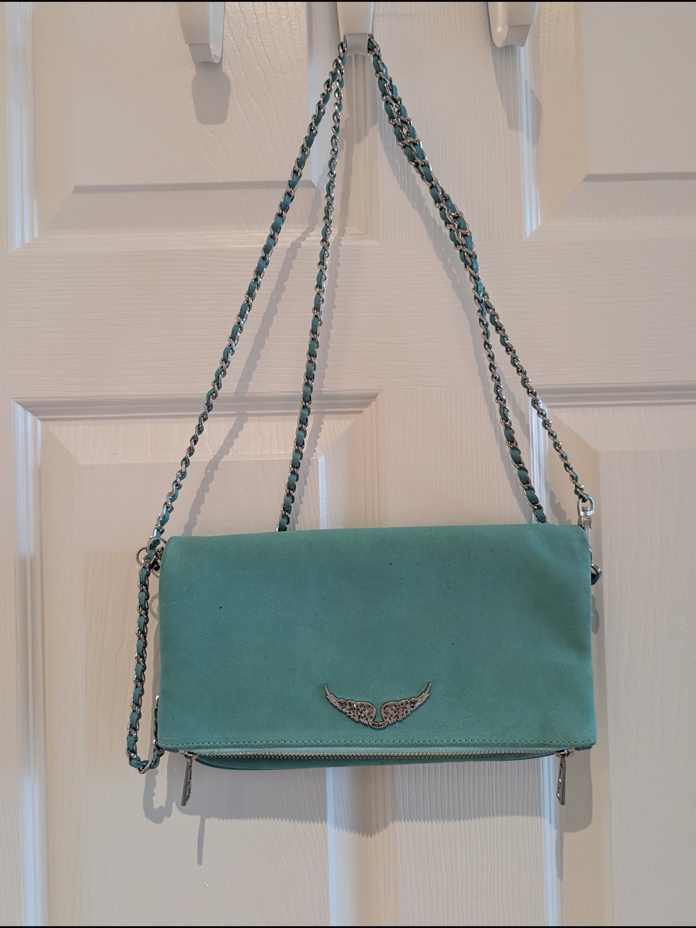 Zadig & Voltaire Rock Suede Foldover Clutch
